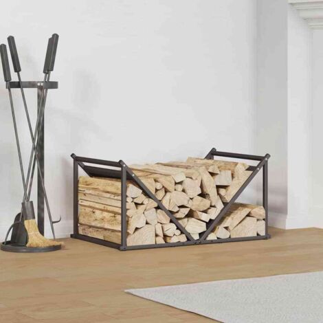 Portant de bois chauffage- Porte-bûches- Meuble pour range bûches noir 70x43x34,5 cm 969934 (1/5)