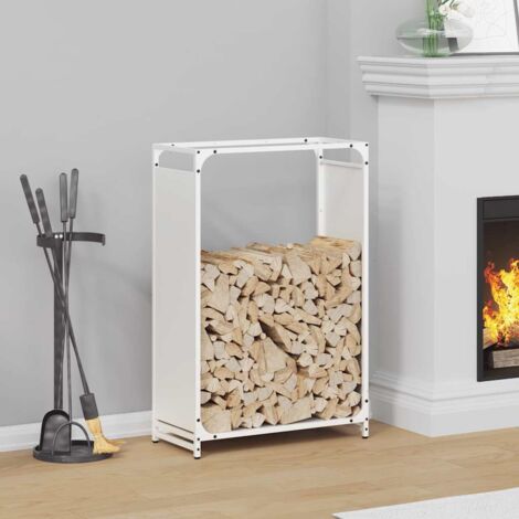Portant de bois chauffage- Porte-bûches- Meuble pour range bûches blanc 60x28x90 cm 373199 (1/5)