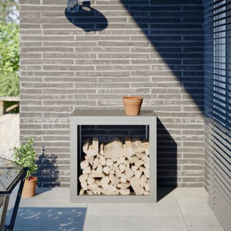 Portant de bois chauffage- Porte-bûches -Meuble pour range bûches 60x40x60 cm acier inoxydable 495155 (1/5)