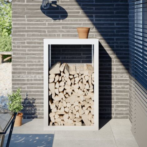 Portant de bois chauffage- Porte-bûches -Meuble pour range bûches blanc 60x40x100 cm acier 375268 (1/5)