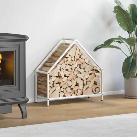 Portant de bois chauffage- Porte-bûches- Meuble pour range bûches blanc 60x25x60 cm 918175 (1/5)