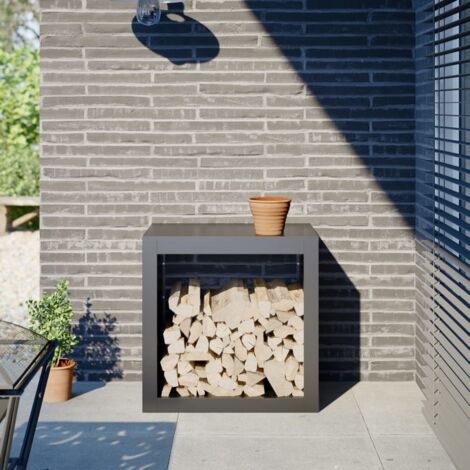 Portant de bois chauffage- Porte-bûches -Meuble pour range bûches anthracite 60x40x60 cm acier 574476 (1/5)