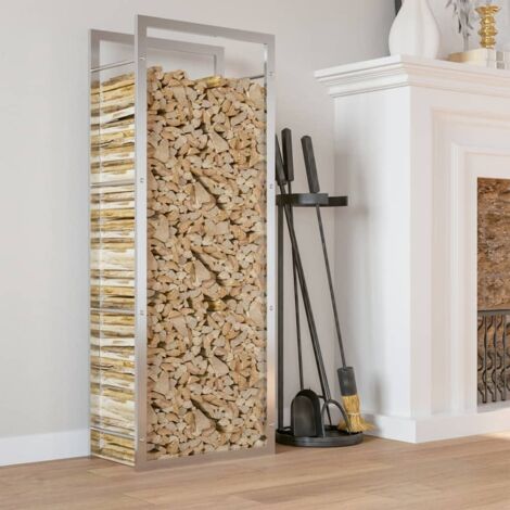 Portant de bois chauffage- Porte-bûches -Meuble pour range bûches 50x28x132 cm acier inoxydable 973828 (1/5)