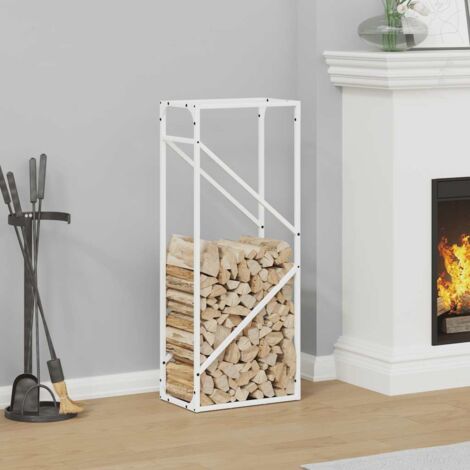Portant de bois chauffage- Porte-bûches- Meuble pour range bûches blanc 40x25x100 cm 517045 (1/5)
