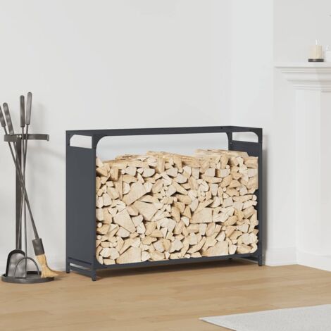 Portant de bois chauffage- Porte-bûches- Meuble pour range bûches anthracite 90x28x65 cm 120068 (1/5)