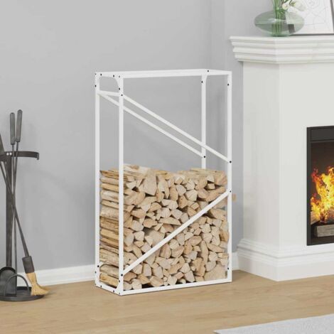 Portant de bois chauffage- Porte-bûches- Meuble pour range bûches blanc 60x25x100 cm 695077 (1/5)