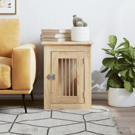 Meuble Cage Pour Chien – Chêne Fumé – 45x62x59 Cm – Niche Intérieur, Neuf