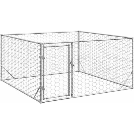 Niche d'extérieur pour chien avec porte-Abri pour chien-Chenil 2 x 2 x 1 m, acier galvanisé 117039