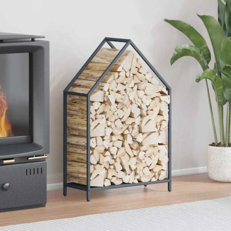 Portant de bois chauffage- Porte-bûches- Meuble pour range bûches anthracite 60x25x90 cm 498755 (1/5)
