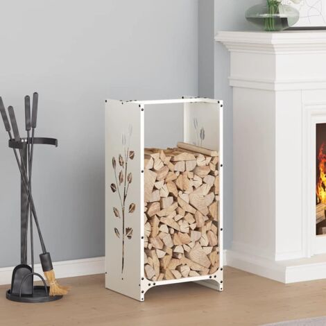 Portant de bois chauffage- Porte-bûches- Meuble pour range bûches blanc 40x30x80 cm 921355