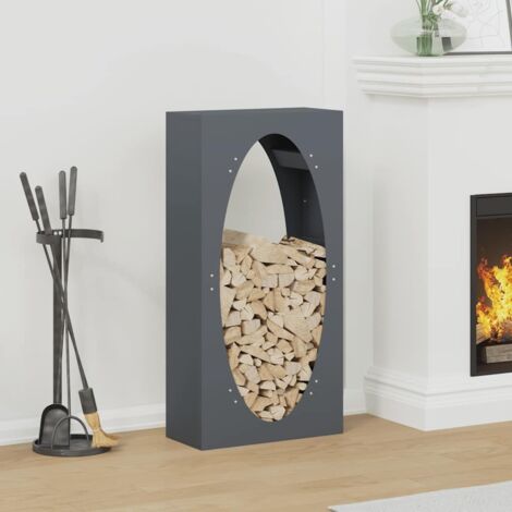 Portant de bois chauffage- Porte-bûches- Meuble pour range bûches anthracite 50x23x100 cm 354089