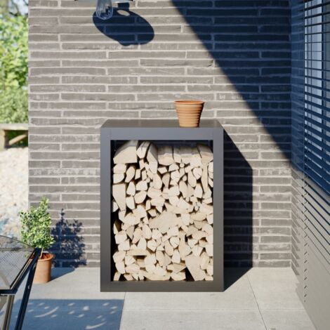 Portant de bois chauffage- Porte-bûches -Meuble pour range bûches anthracite 60x40x80 cm acier 548409 (1/5)