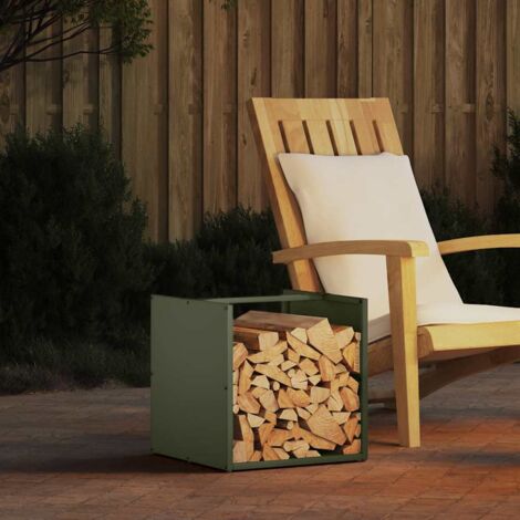 Portant de bois chauffage- Porte-bûches- Meuble pour range bûches vert olive 40x40x40 cm 152032 (1/5)
