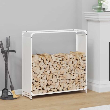 Portant de bois chauffage- Porte-bûches- Meuble pour range bûches blanc 90x28x90 cm 172727 (1/5)