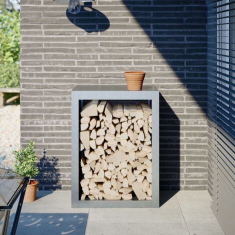 Portant de bois chauffage- Porte-bûches -Meuble pour range bûches 60x40x80 cm acier galvanisé 462438 (1/5)