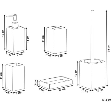 Set Salle De Bain écologique Spirella Trix Eco - 5 Pièces En Bambou, Orange, Design Suisse Moderne (porte-savon, Distributeur, Brosse WC, Tasse, Poubelle) - 10