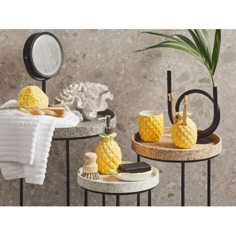 Deror Lot De 4 Accessoires Salle De Bain Noir - Porte Brosse à Dents, Distributeur Savon, Porte Savon Et Gobelet Bambou