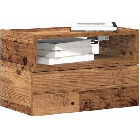 Table de chevet murale-Table de nuit flottante vieux bois 45x26x28,5 cm 827744 (1/5)