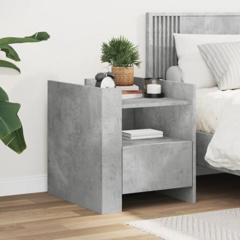 Table de chevet flottante-Table de nuit gris béton 45x50x50 cm bois d’ingénierie 625453
