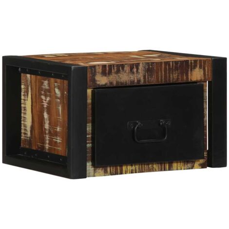 Table de chevet flottante-Table de nuit multicolore 40x35x25 cm bois de récupération 861267 (1/5)