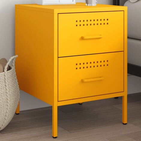 Table de chevet flottante-Table de nuit jaune moutarde 36x39x50,5 cm acier 812993 (1/5)