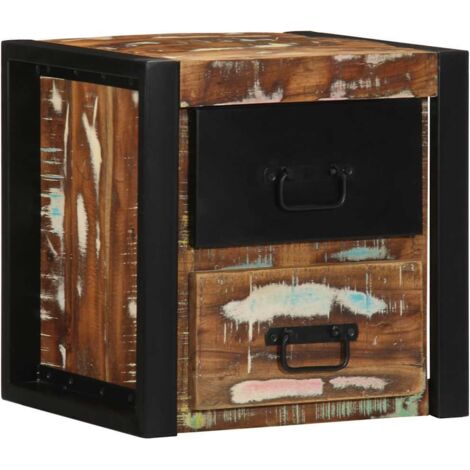 Table de chevet flottante-Table de nuit multicolore 40x35x40 cm bois de récupération 738814 (1/5)