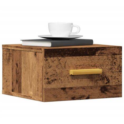 Table de chevet murale-Table de nuit flottante vieux bois 35x35x20 cm 993371 (1/5)