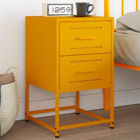 Table de chevet flottante-Table de nuit jaune moutarde 36x39x60,5 cm acier 575949 (1/5)