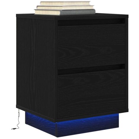 Table de chevet avec lumières LED-Table de nuit à LED noir 38x34x50 cm 567060 (1/5)