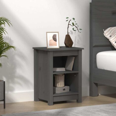 Table de chevet flottante-Table de nuit Gris 40x35x55 cm Bois de pin solide 615922 (1/5)