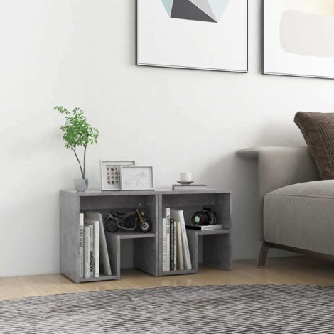 Tables de chevet 2 pcs-Lot de 2 Table de nuit gris béton 40x30x40 cm bois d'ingénierie 490627 (1/5)