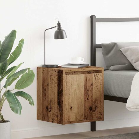 Table de chevet murale-Table de nuit flottante vieux bois 38x34x40 cm 653089 (1/5)