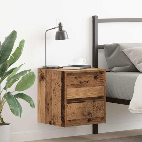 Table de chevet murale-Table de nuit flottante vieux bois 38x34x40 cm 719352 (1/5)