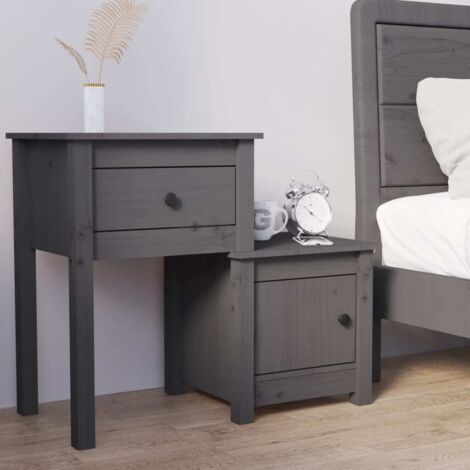 Table de chevet flottante-Table de nuit Gris 79,5x38x65,5 cm Bois de pin massif 843062 (1/5)