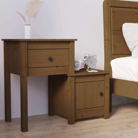 Table de chevet flottante-Table de nuit Marron miel 79,5x38x65,5 cm Bois de pin massif 679718 (1/5)
