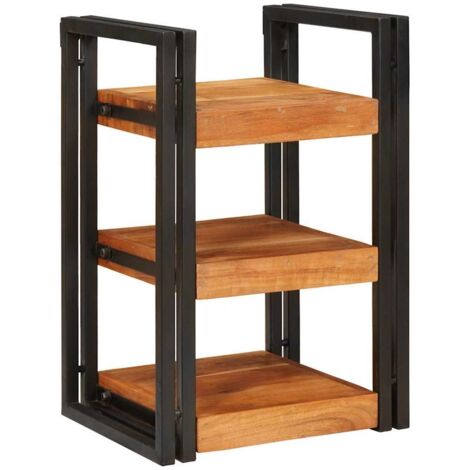 Table de chevet flottante-Table de nuit Marron et noir Bois massif d'acacia 403396 (1/5)