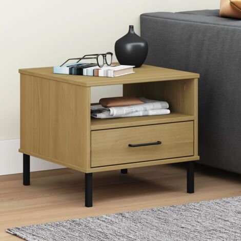 Table de chevet avec pieds en métal Marron Bois pin massif OSLO KEFWE63725
