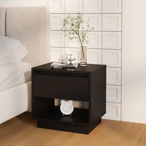 Table de chevet-Table de nuit Noir 45x34x44 cm bois d'ingénierie 333449 (1/5)