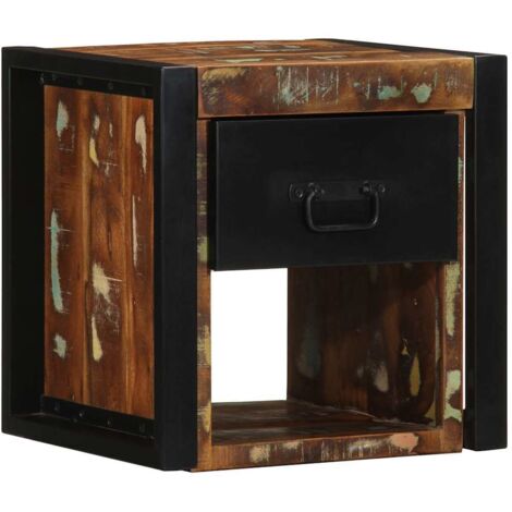 Table de chevet flottante-Table de nuit multicolore 40x35x40 cm bois de récupération 924728 (1/5)