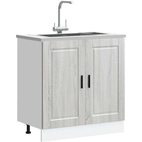 Meuble bas pour évier-Meuble sous-évier Porto sonoma gris bois ingénierie