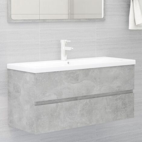 Armoire d'évier et lavabo intégré-Meuble d'évier gris béton bois d'ingénierie 784483 (1/5)