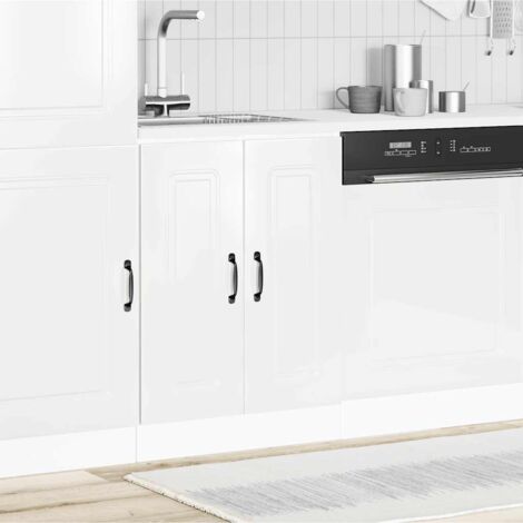 Meuble bas pour évier-Meuble sous-évier Kalmar blanc brillant 60x46x81,5 cm