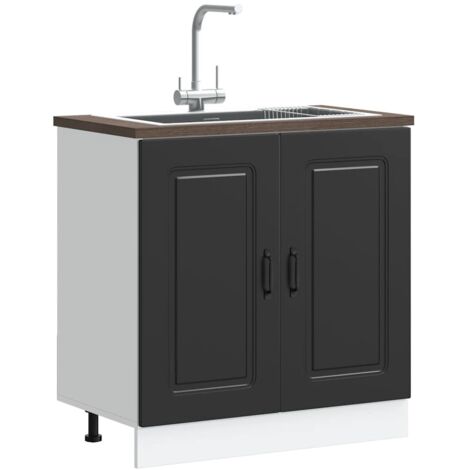 Meuble bas pour évier-Meuble sous-évier Kalmar noir 80x46x81,5 cm bois ingénierie 356319