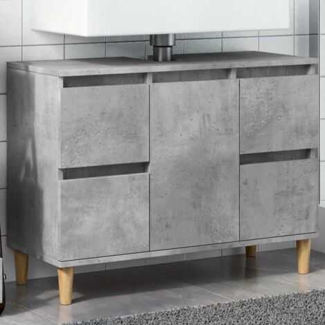 Meuble d'évier-Armoire d'évier gris béton 80x33x60 cm bois d'ingénierie 595859 (1/5)
