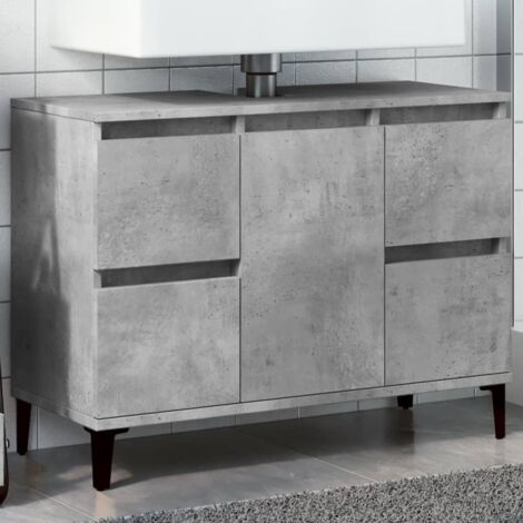 Meuble d'évier-Armoire d'évier gris béton 80x33x60 cm bois d'ingénierie 657629 (1/5)