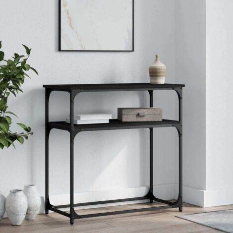Table console-Table d'entrée noir 75x35,5x75 cm bois d'ingénierie (1/5)