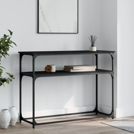 Table console-Table d'entrée noir 100x35,5x75 cm bois d'ingénierie 671668 (1/5)