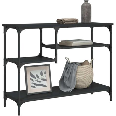 Table console avec étagères-Table d'entrée noir 100x35x75 cm 543722 (1/5)
