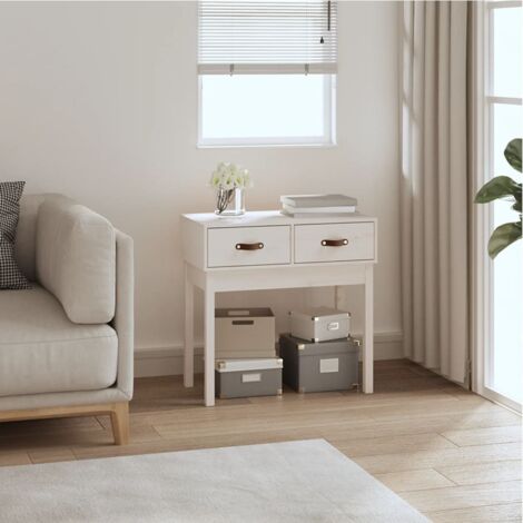 Table console-Table d'entrée Blanc 76,5x40x75 cm Bois massif de pin (1/5)