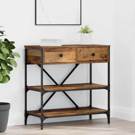 Table console avec tiroir avec étagère-Table d'entrée Autre Marron bois 398322 (1/5)